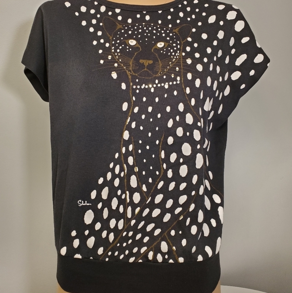 ❤️Host Pick❤️RARE Vintage Alfred Shaheen Black Leopard Top